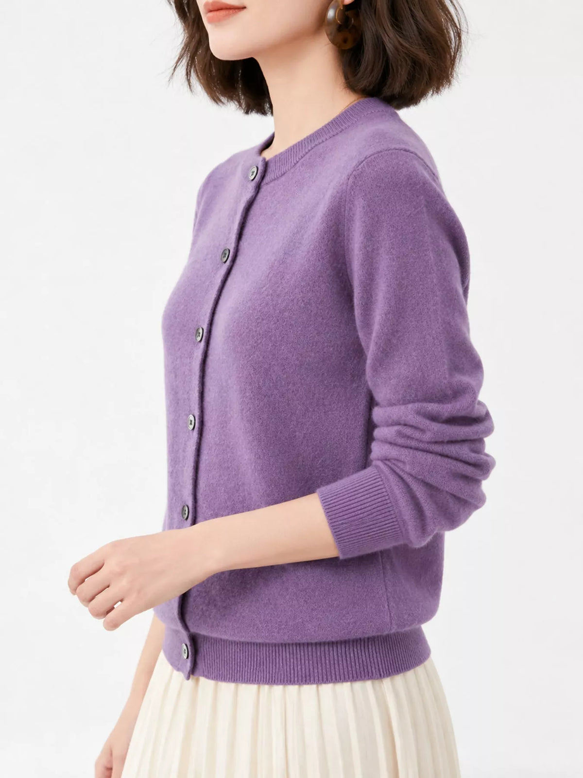 Crew Neck Button-Down Cardigan