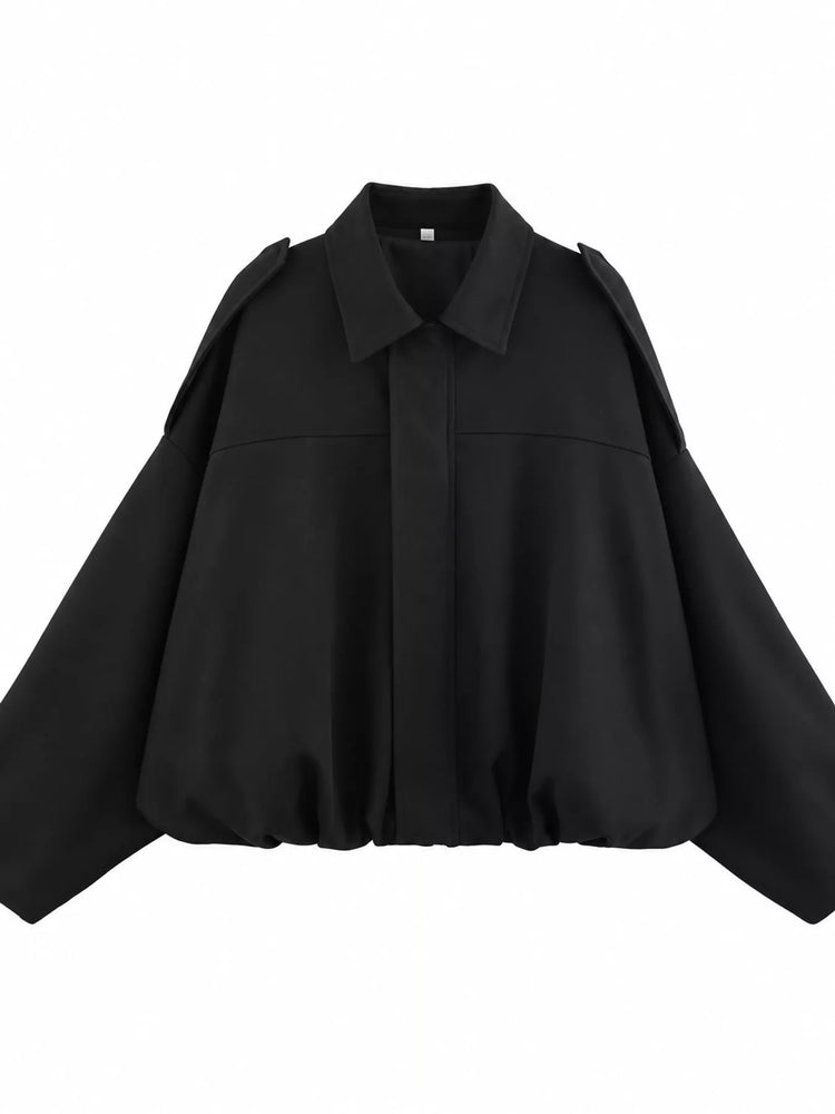 Elastic Hem Batwing Sleeve Jacket