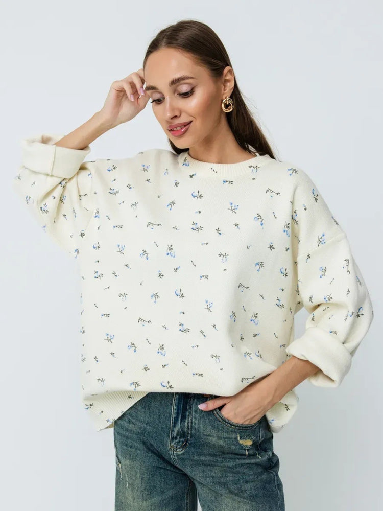 Floral Dropped Shoulder Oversized Sweater
