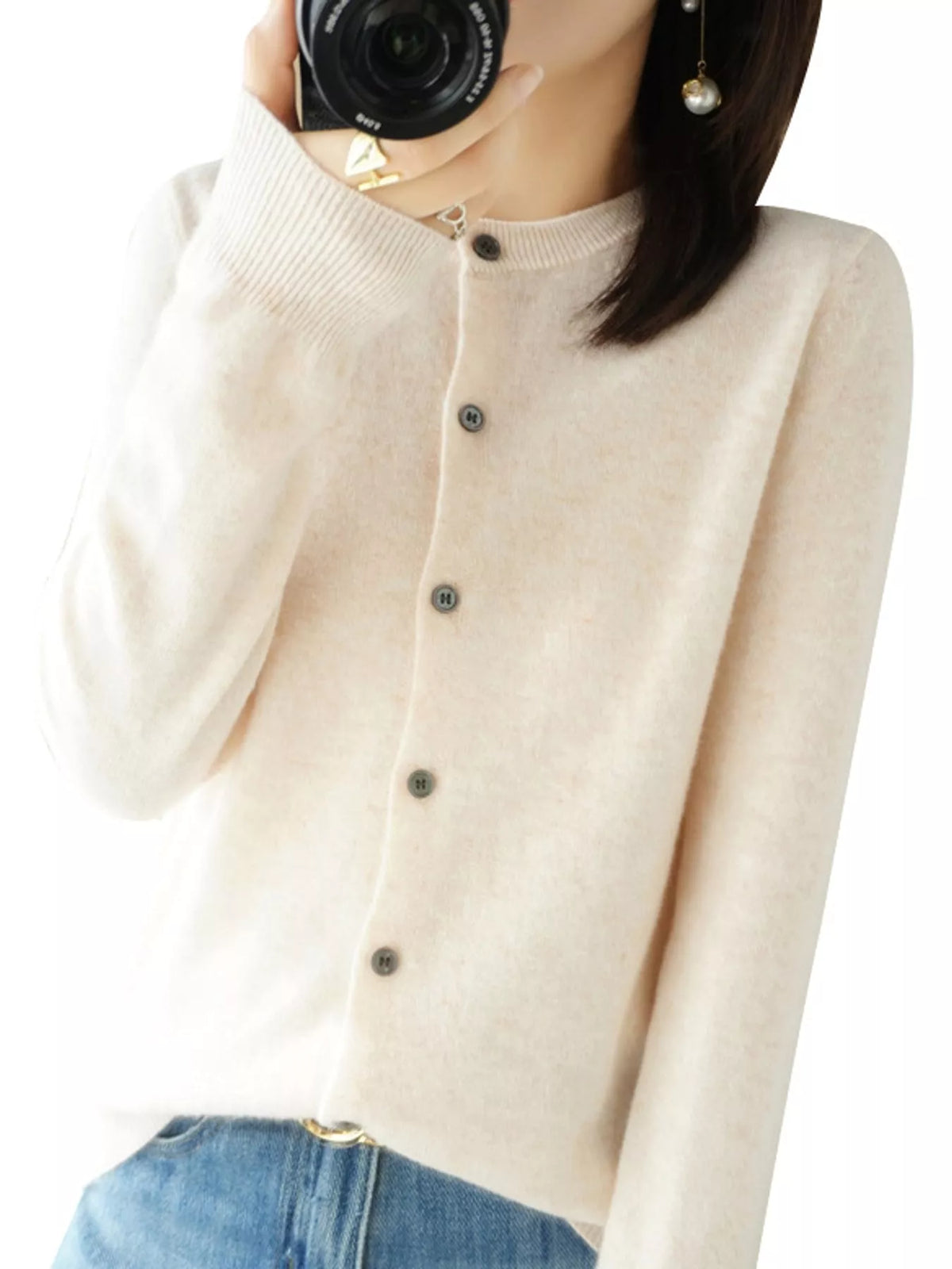 Classic Crew Neck Knit Cardigan