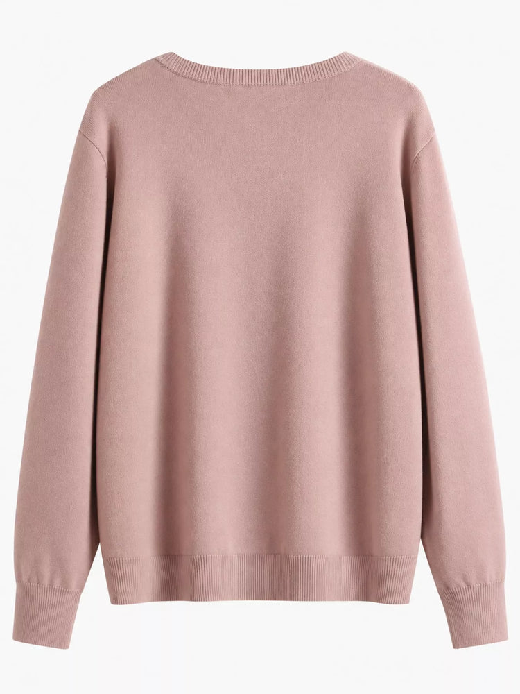 Plus Size Crew Neck Button-Down Knit Cardigan