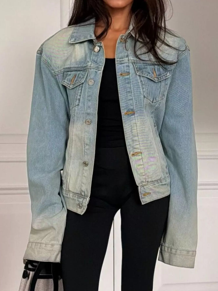 Vintage Wash Belted Denim Jacket