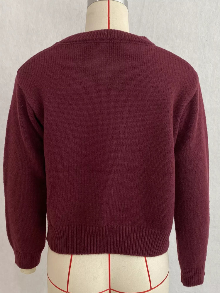 Heart Pattern Round Neck Sweater