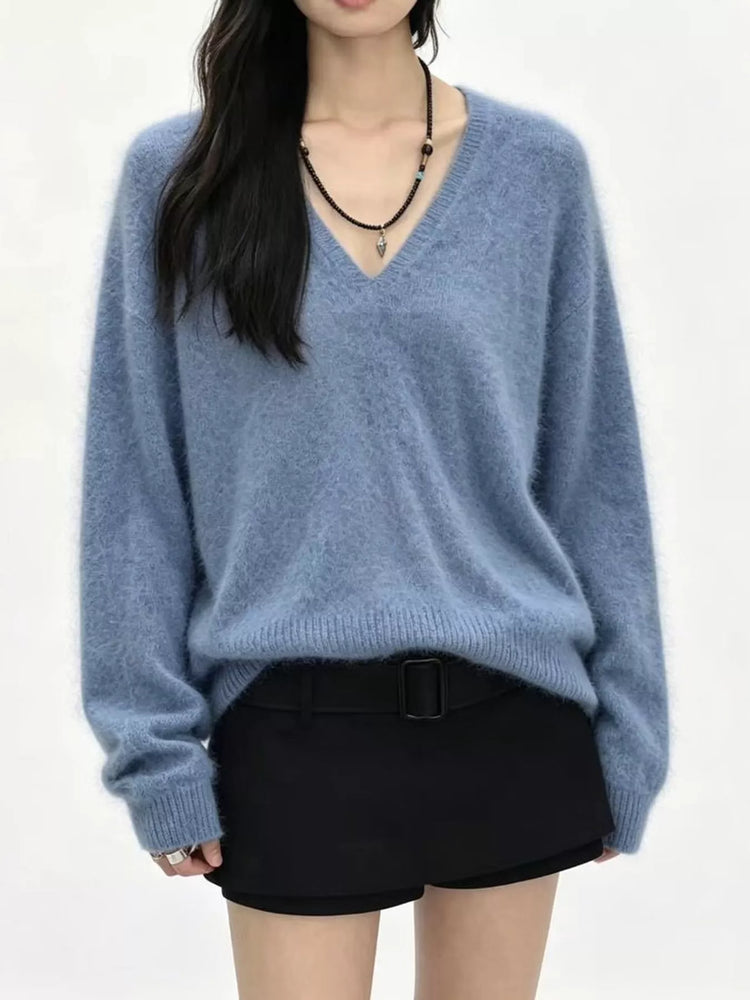 V-Neck Dropped Shoulder Sweater