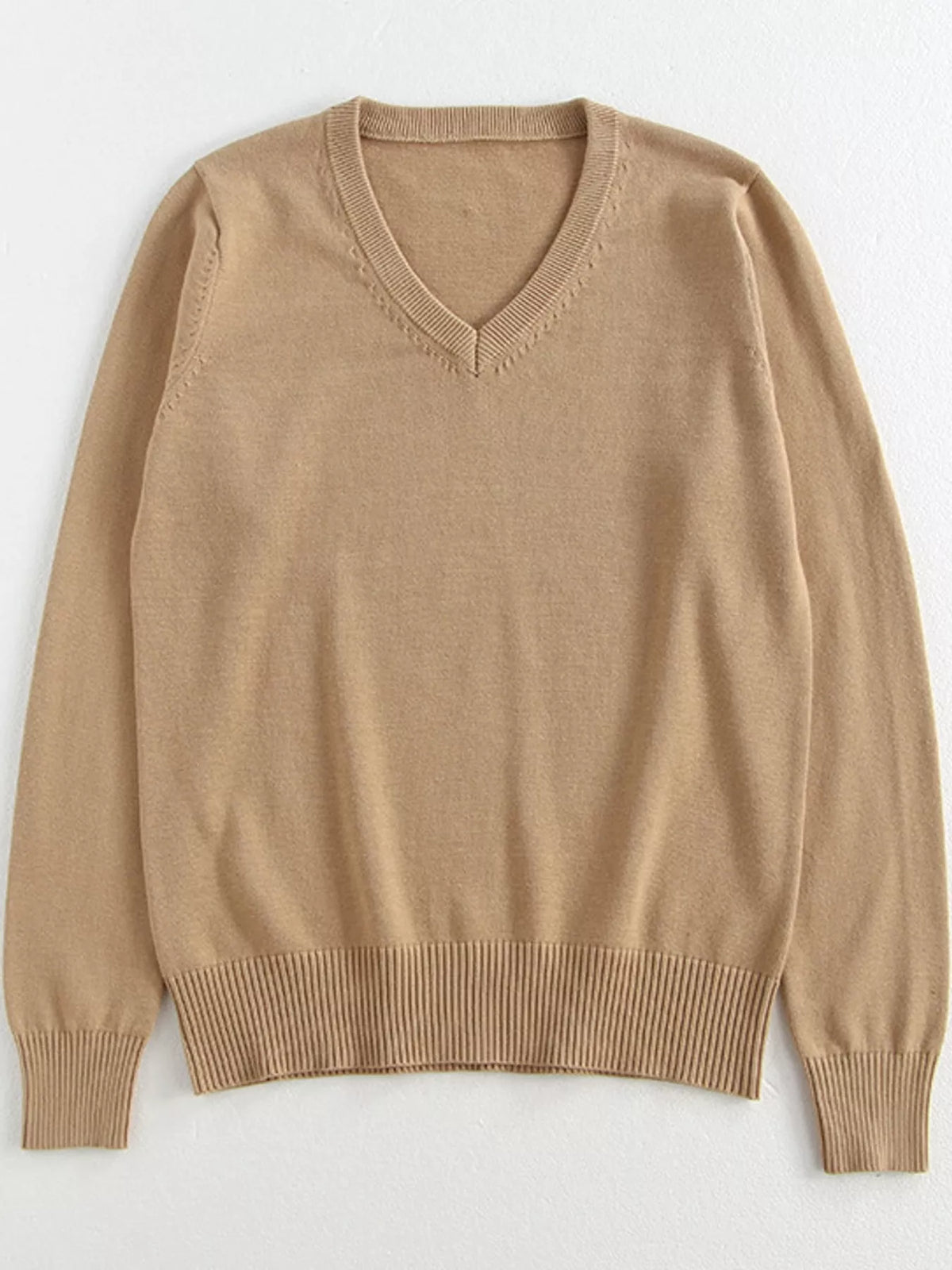 Full Size V-Neck Long Sleeve Sweater Plus Size
