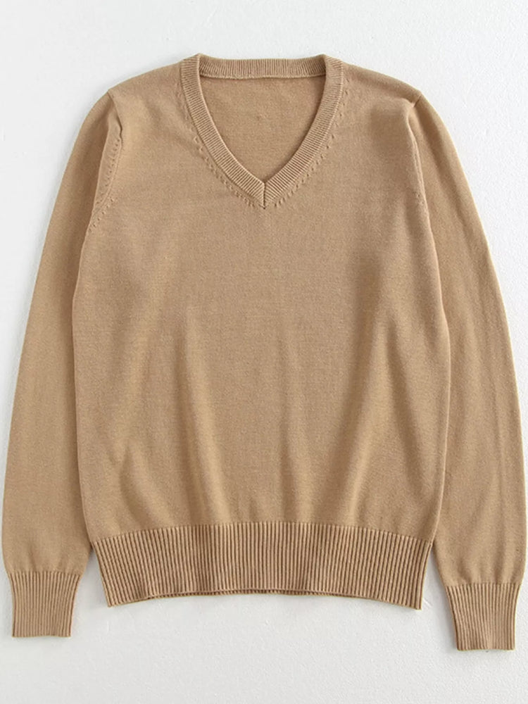 Full Size V-Neck Long Sleeve Sweater Plus Size