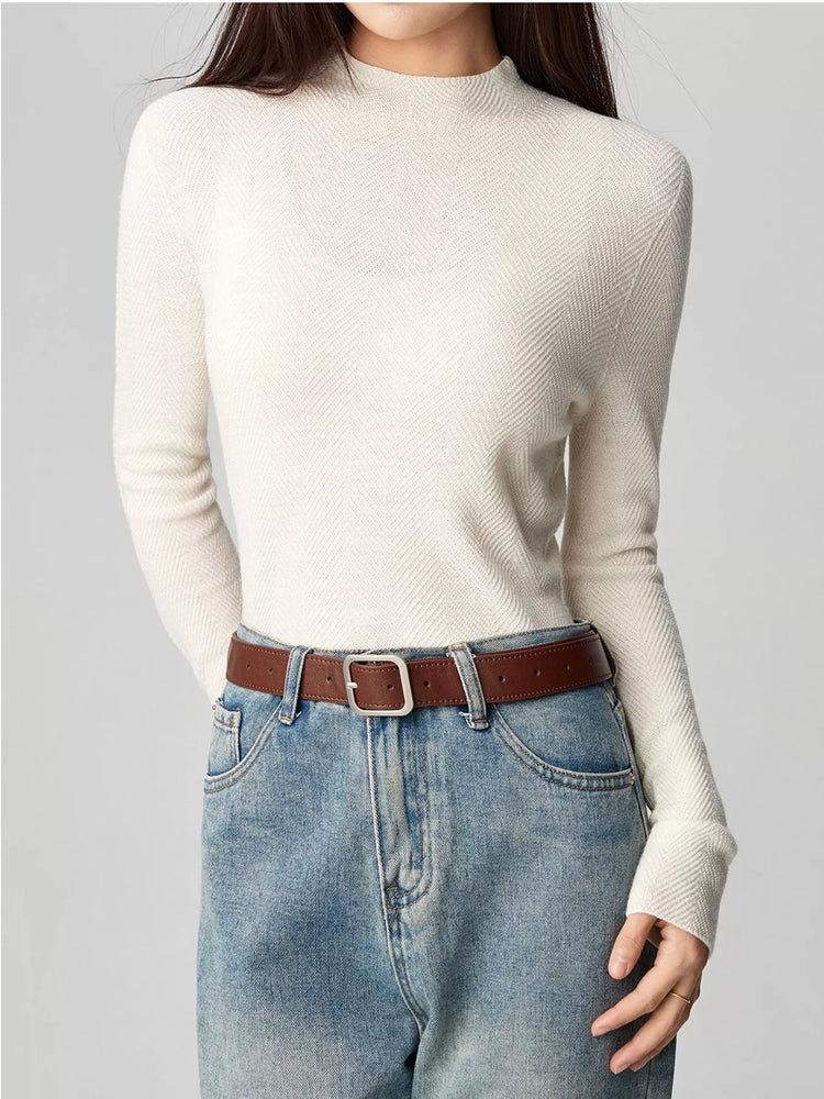 Textured Mock Neck Sweater