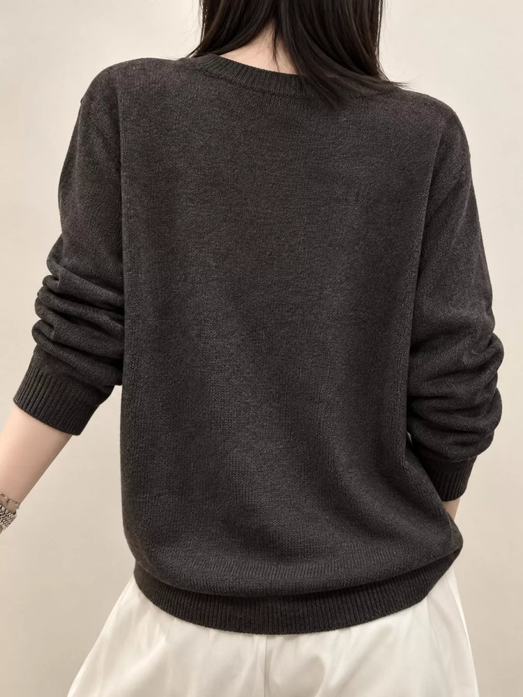 Button Detail Dropped Shoulder Sweater
