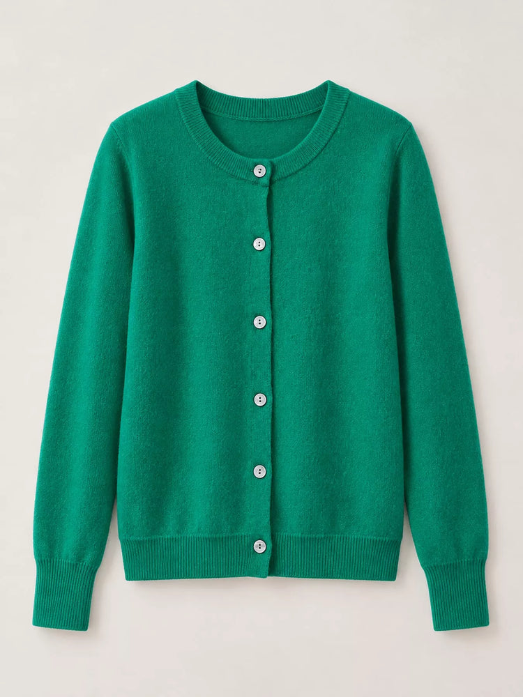 Crew Neck Button-Down Cardigan