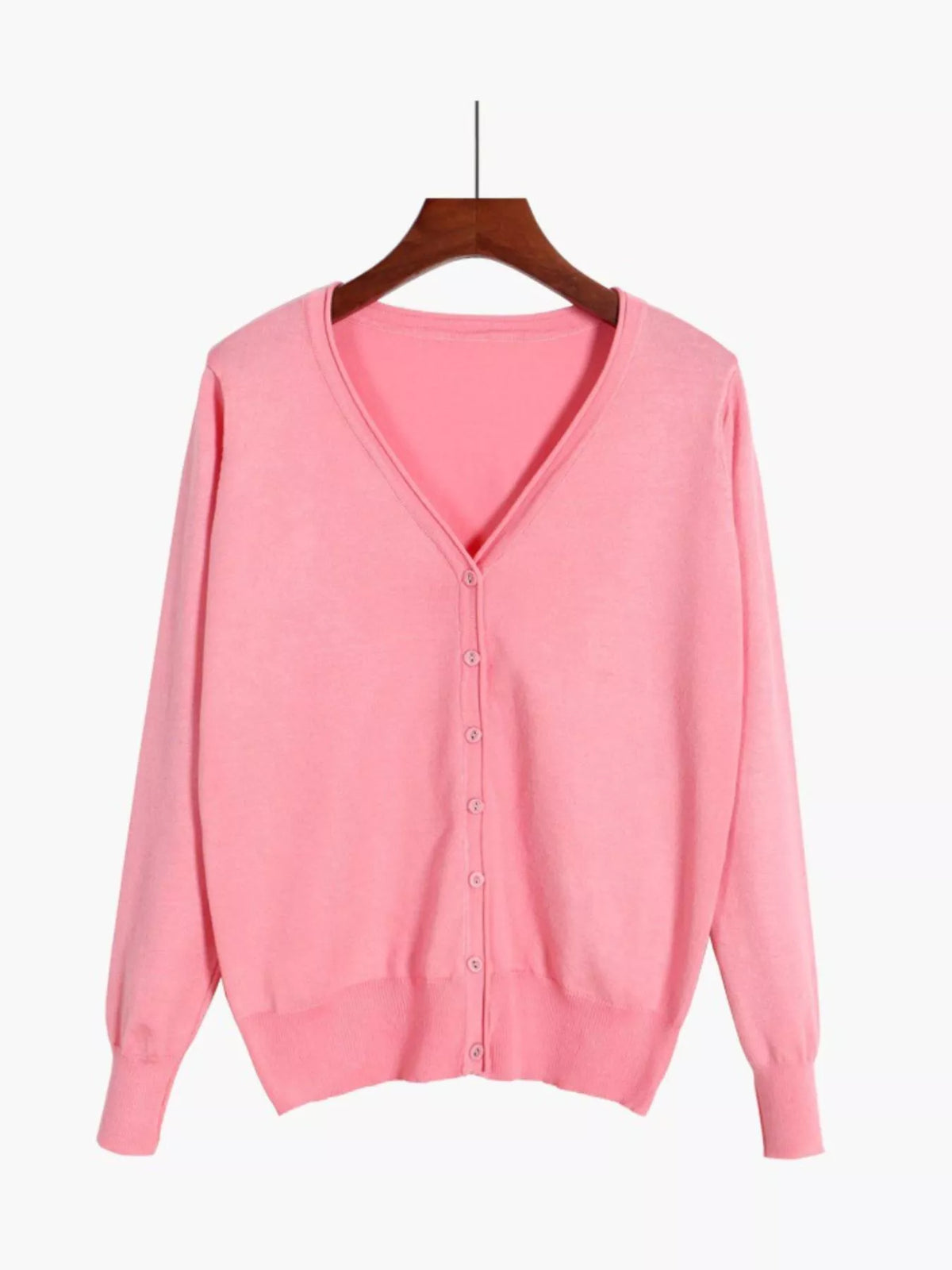 Classic V-Neck Button-Down Knit Cardigan