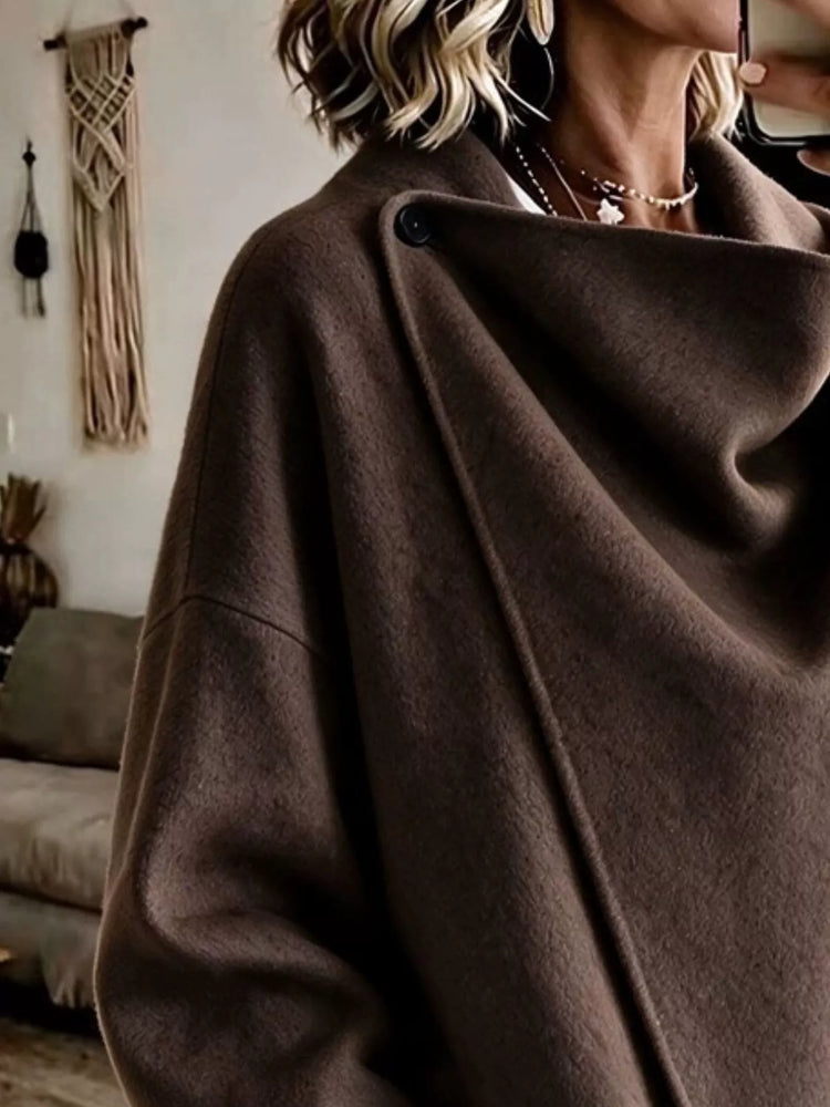 Full Size Asymmetric Cowl Neck Cape Plus Size