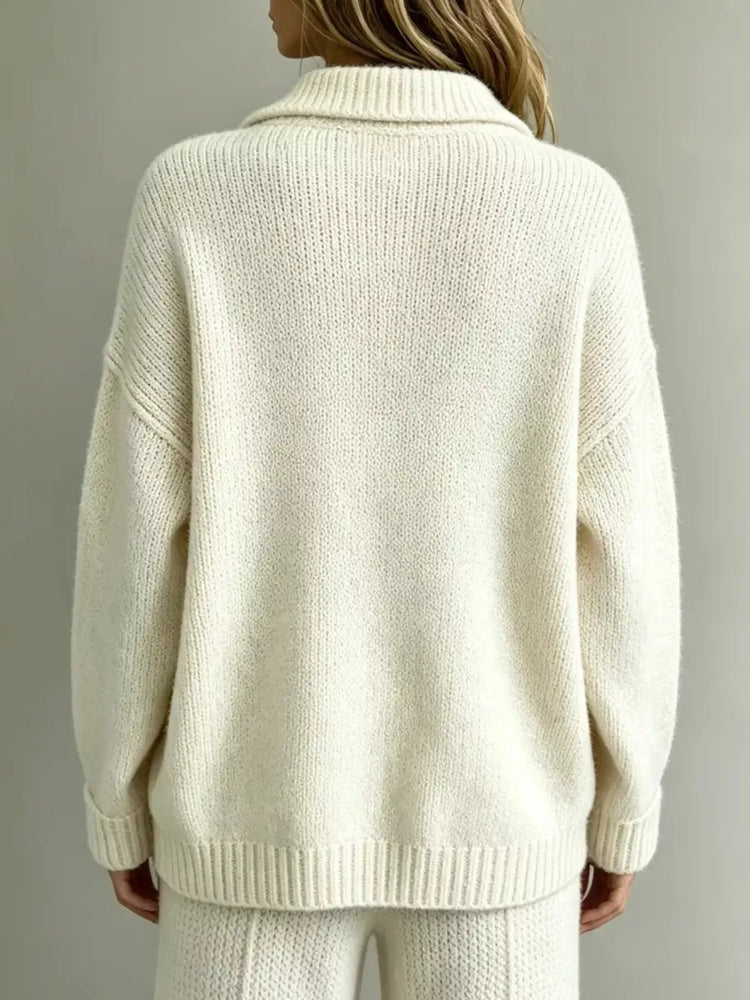Full Size Button Detail Dropped Shoulder Sweater Plus Size
