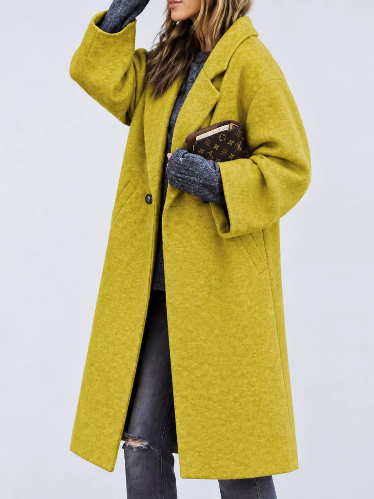 Full Size Lapel Collar One Button Coat Plus Size