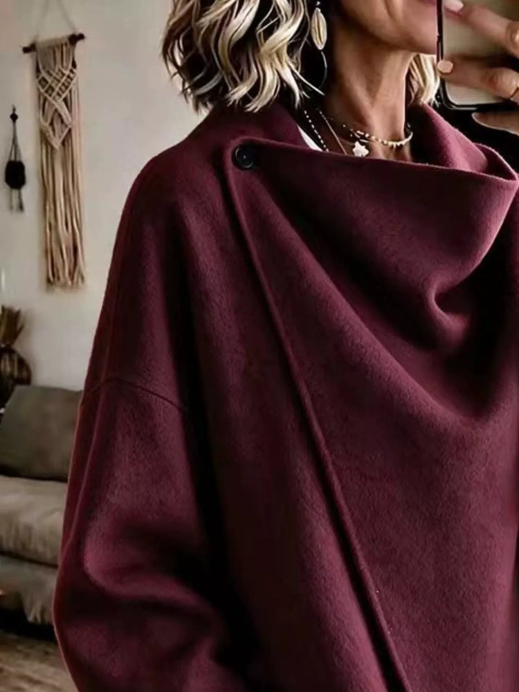 Full Size Asymmetric Cowl Neck Cape Plus Size