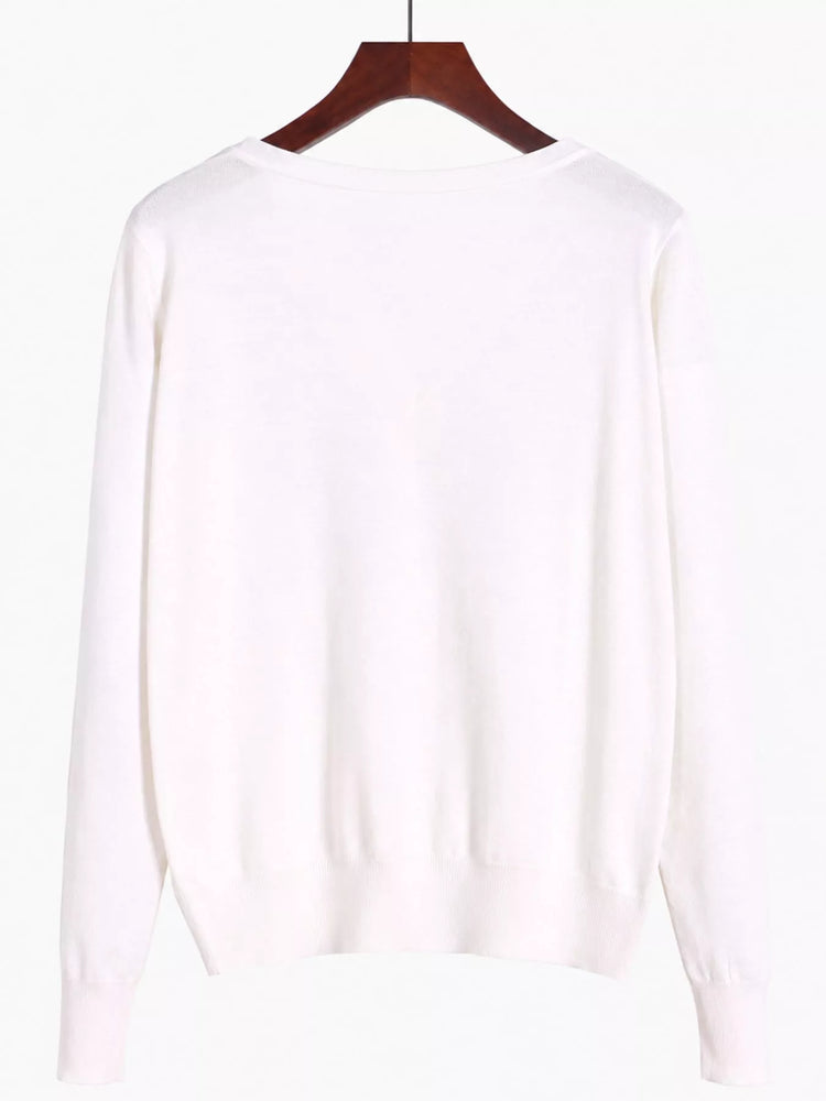 Classic V-Neck Button-Down Knit Cardigan