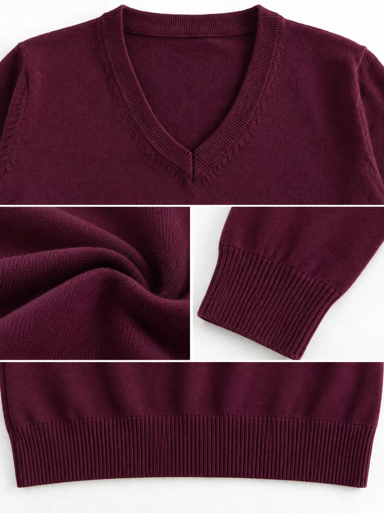 Full Size V-Neck Long Sleeve Sweater Plus Size