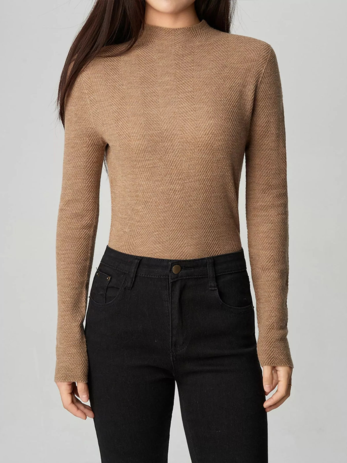 Textured Mock Neck Sweater