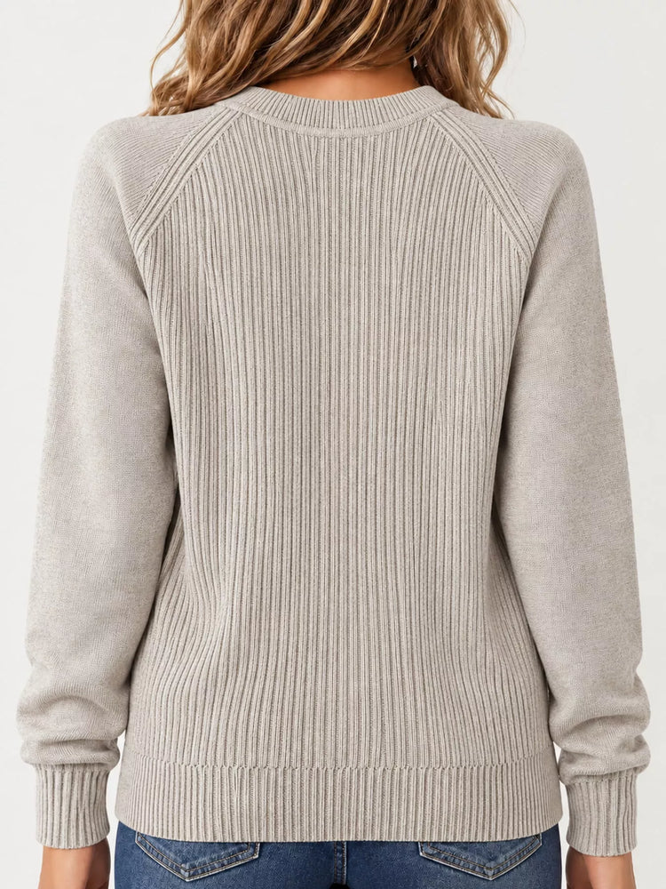 Full Size Ribbed Knit Raglan Sleeve Sweater Plus Size