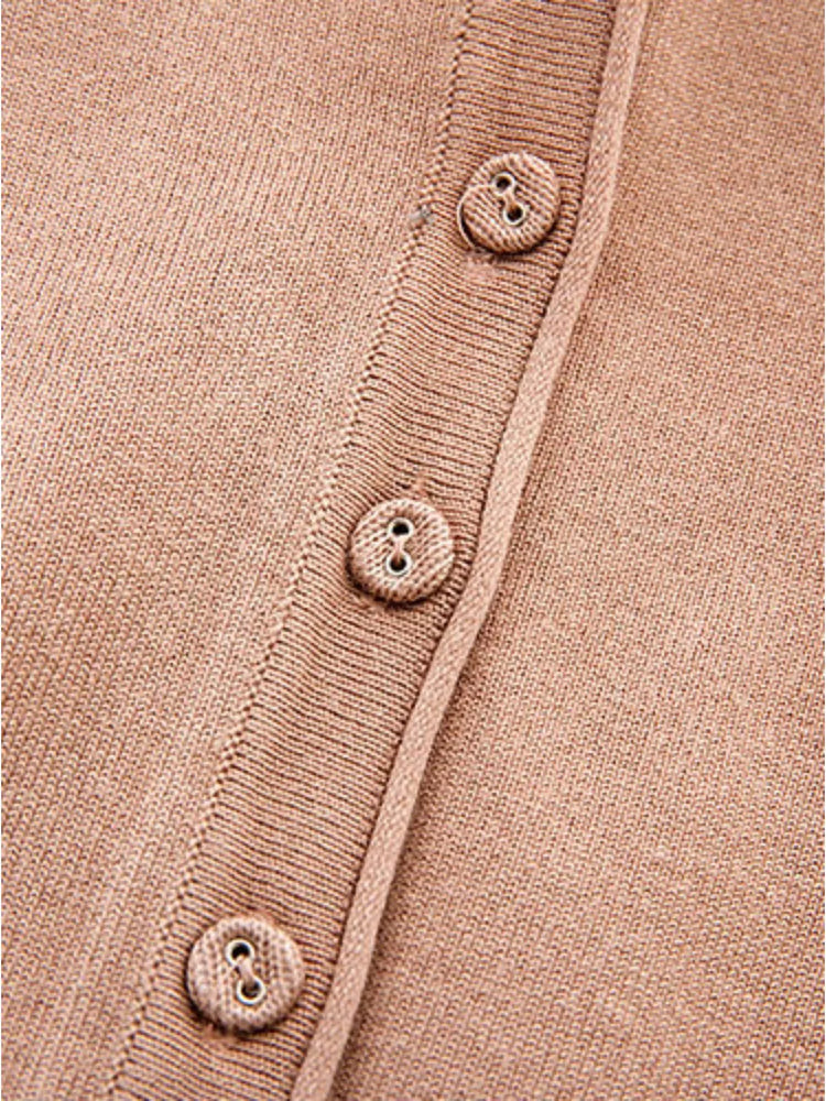 Classic V-Neck Button-Down Knit Cardigan