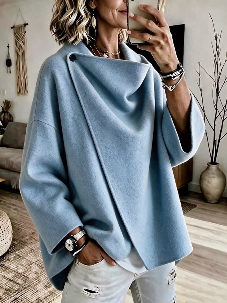 Full Size Asymmetric Cowl Neck Cape Plus Size