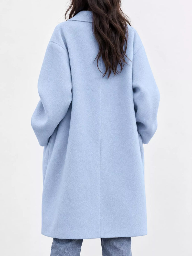 Full Size Lapel Collar One Button Coat Plus Size