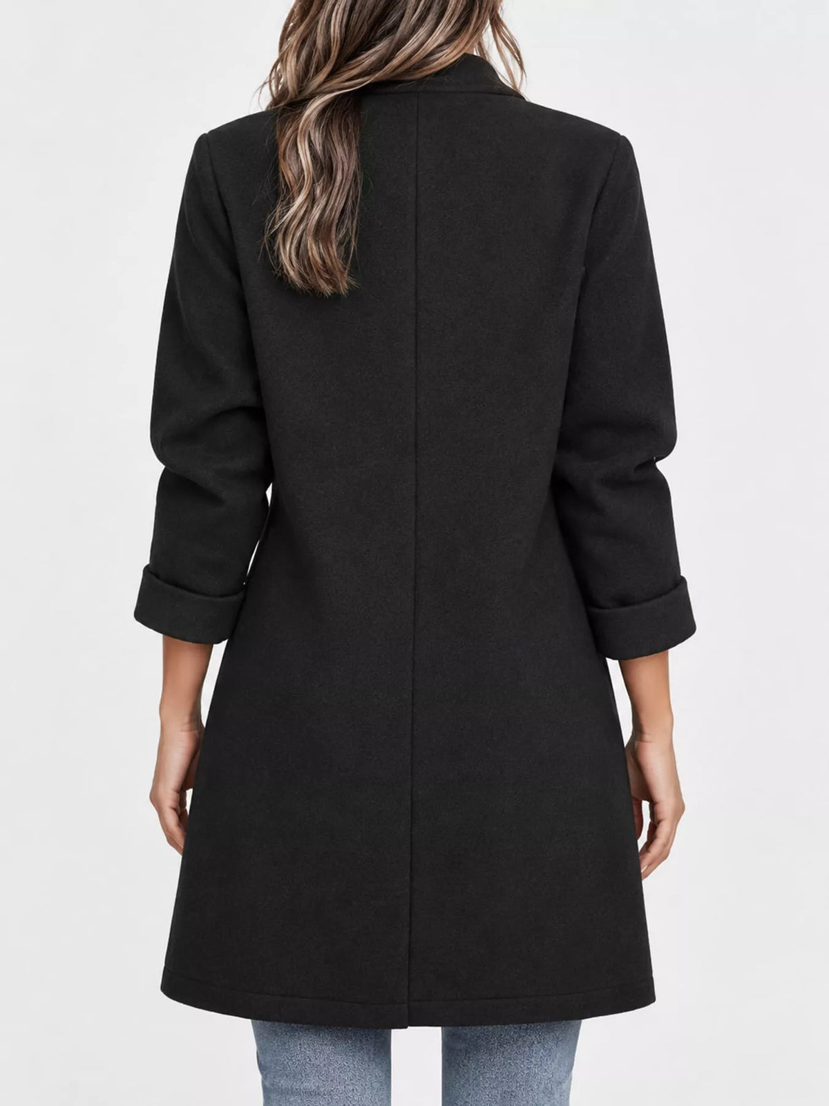 Full Size Lapel Collar Button Up Coat Plus Size