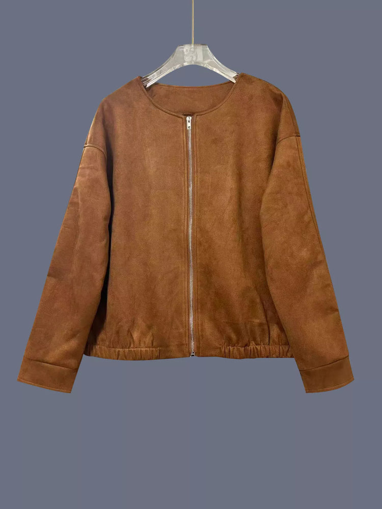 Zip Up Dropped Shoulder Jacket