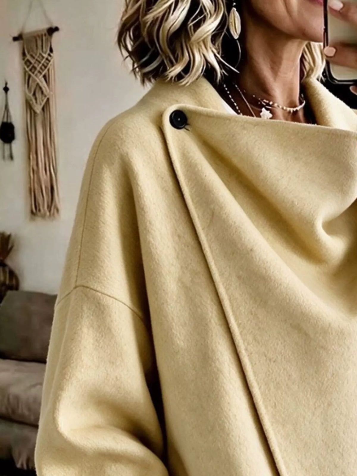 Full Size Asymmetric Cowl Neck Cape Plus Size