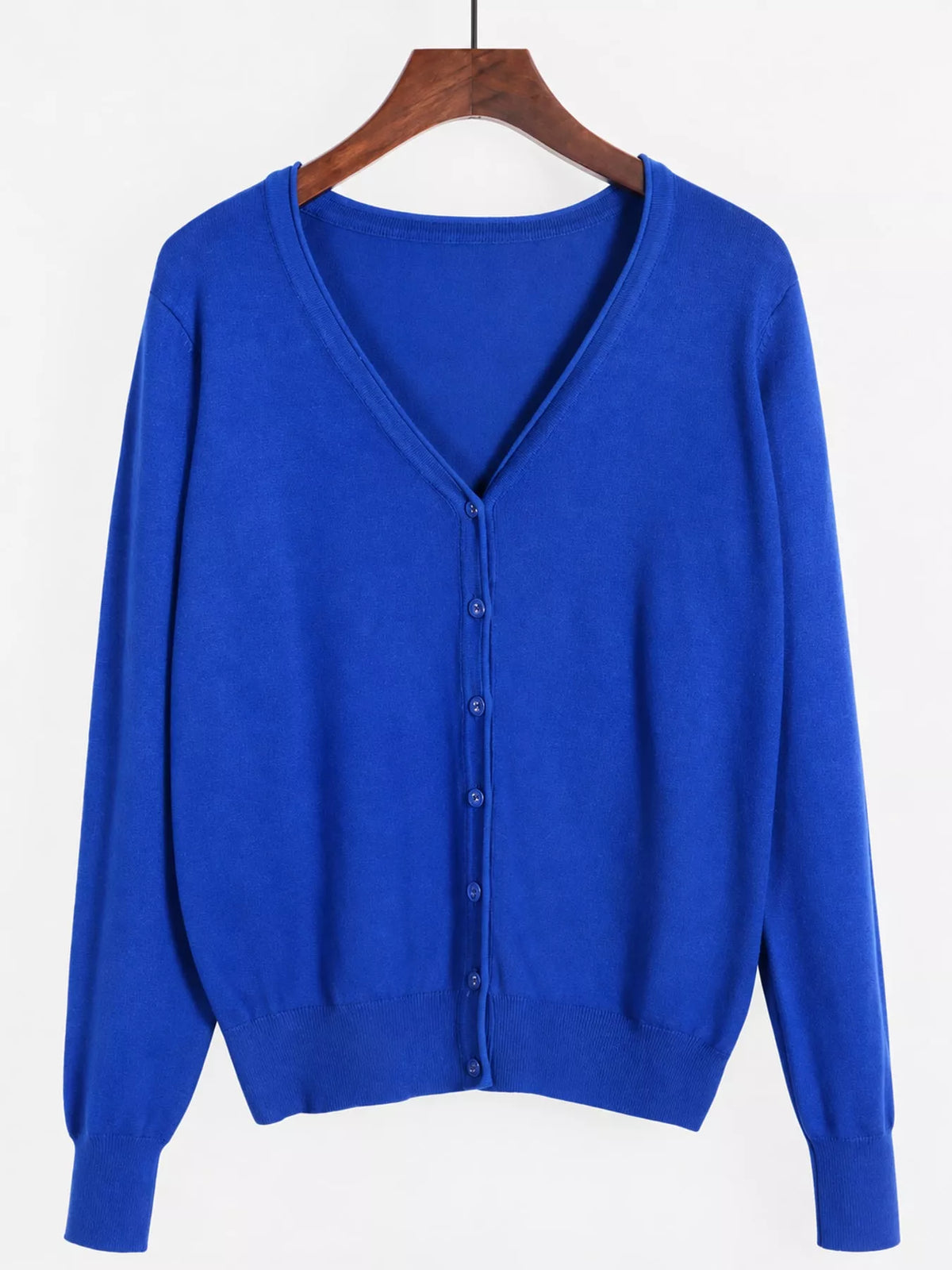 Classic V-Neck Button-Down Knit Cardigan