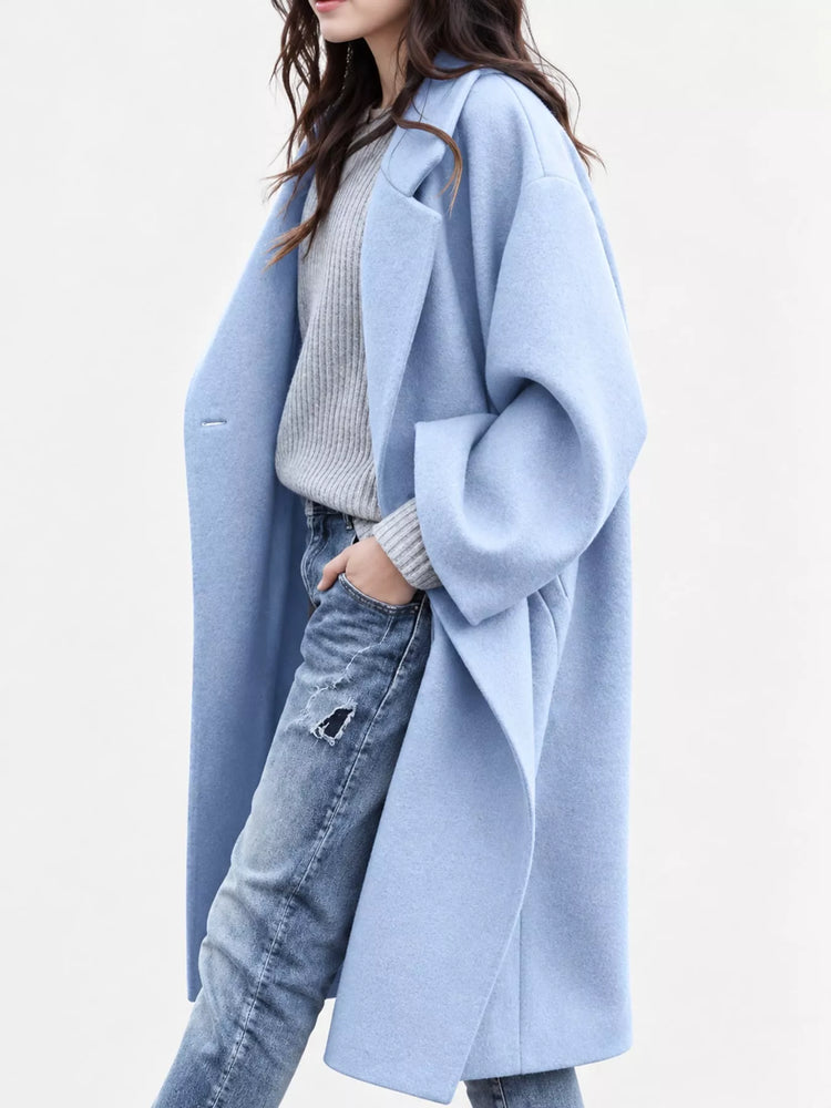 Full Size Lapel Collar One Button Coat Plus Size