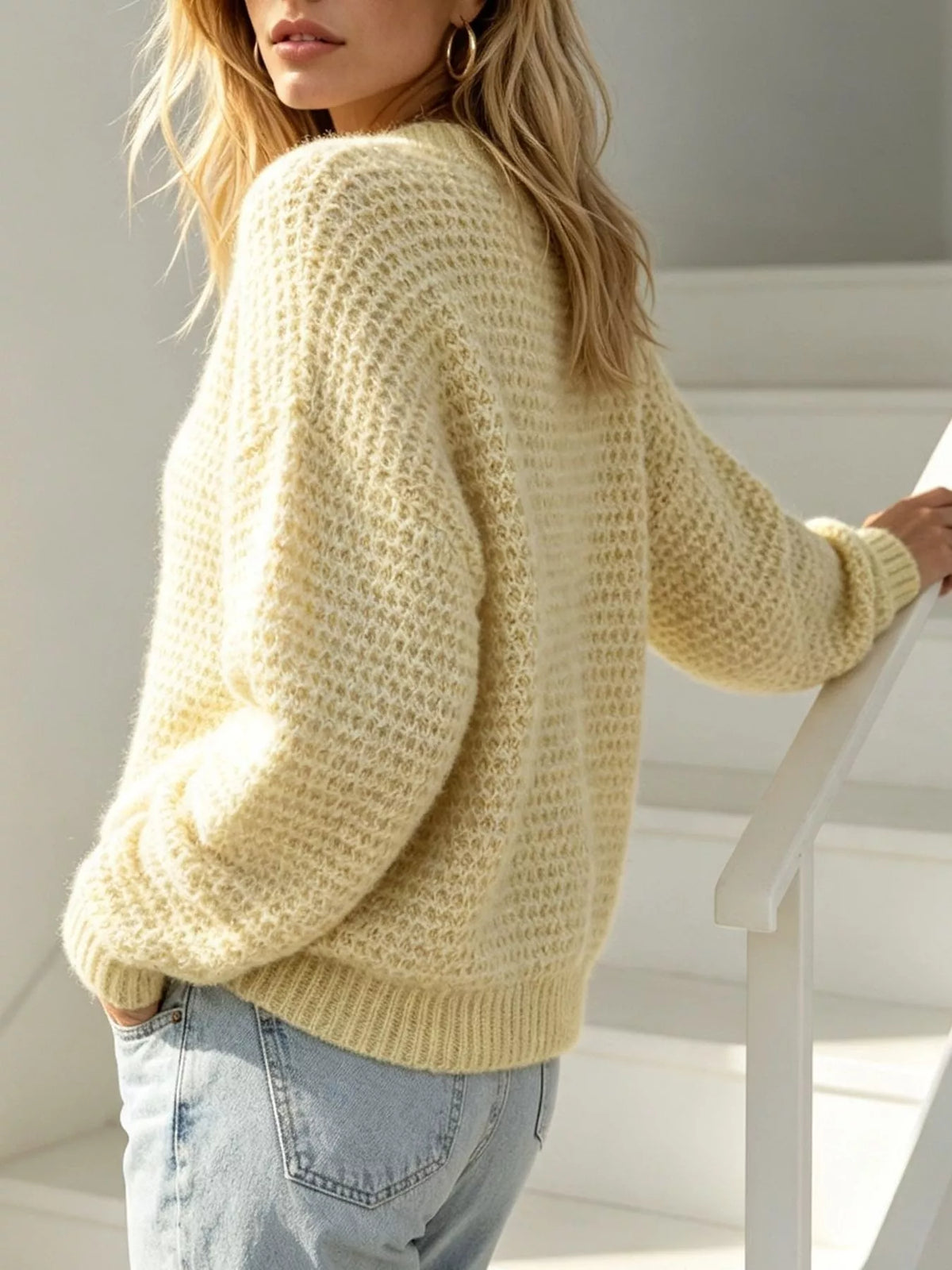 Round Neck Drop Shoulder Sweater