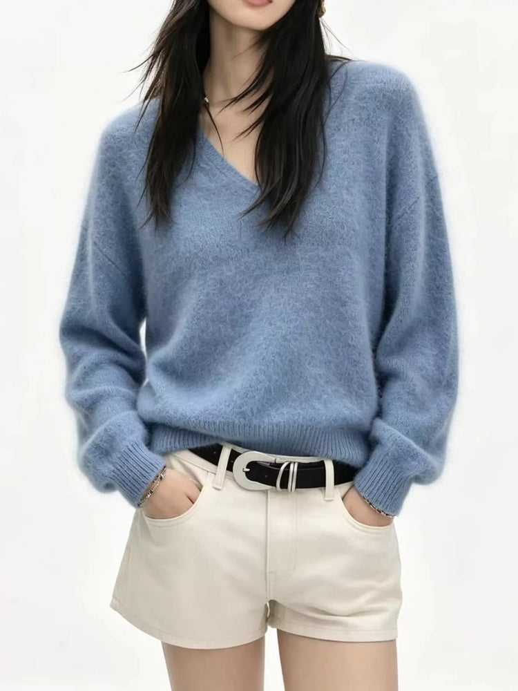 V-Neck Dropped Shoulder Sweater