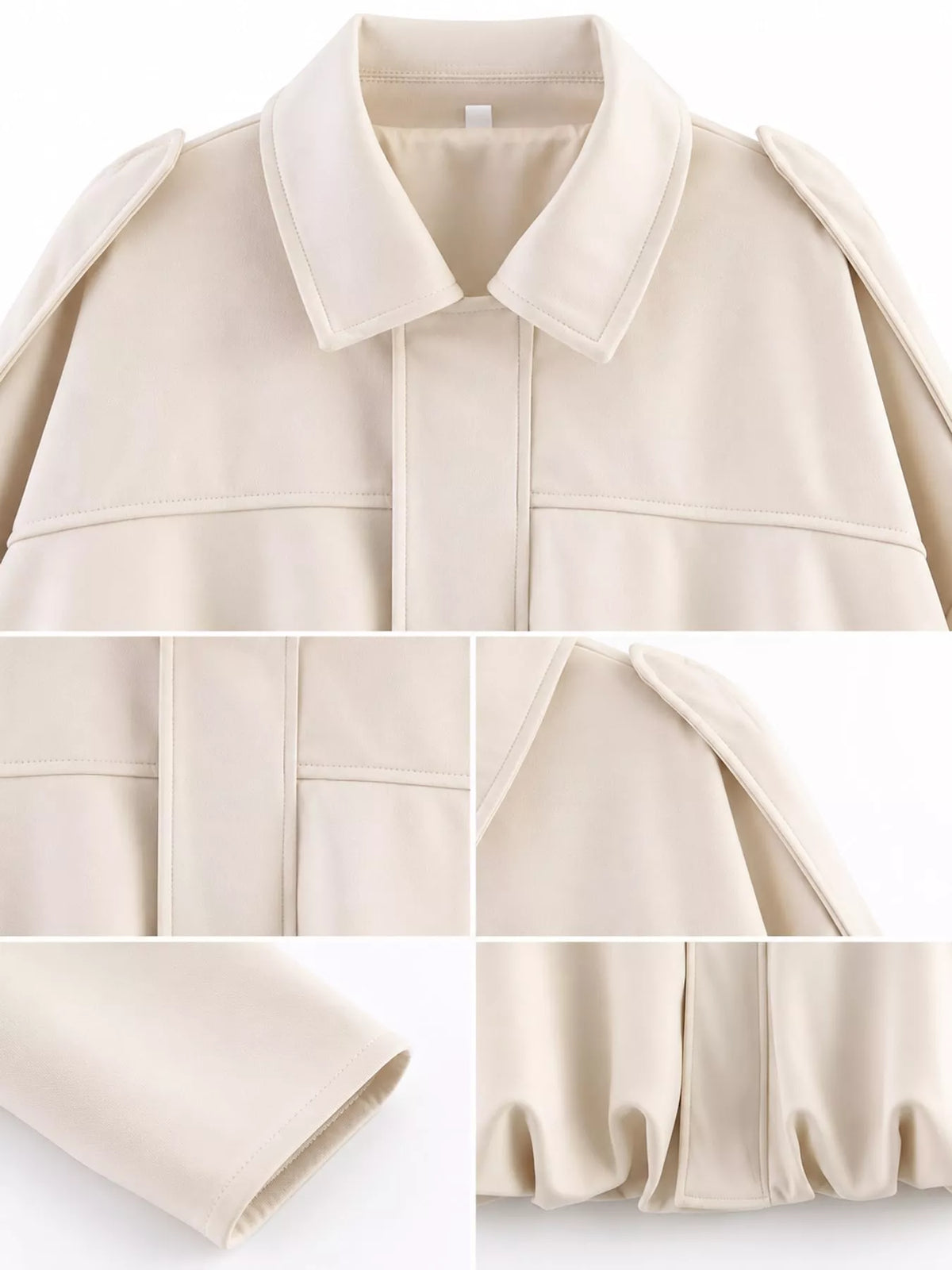 Elastic Hem Batwing Sleeve Jacket