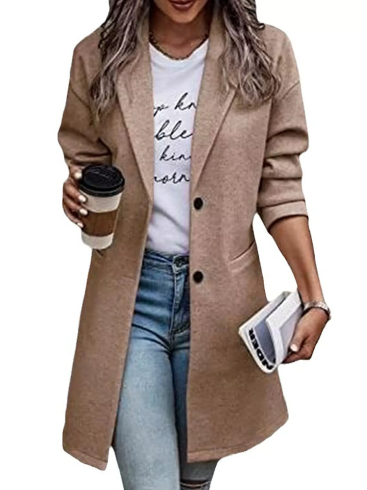 Full Size Lapel Collar Button Up Coat Plus Size