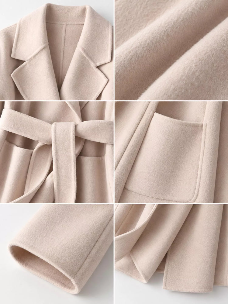 Double-Sided Wool Coat with Belted