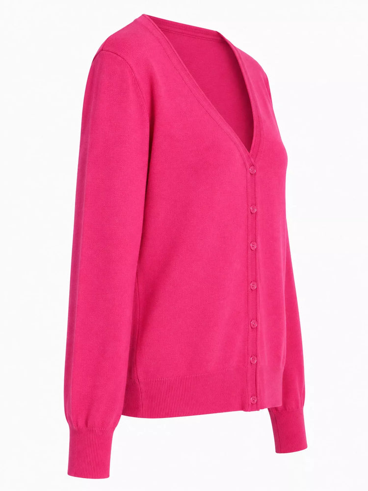 Classic V-Neck Button-Down Knit Cardigan
