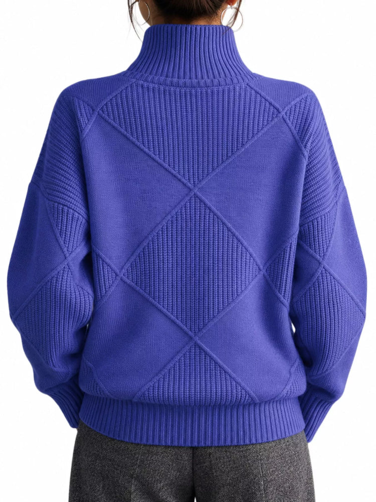 Full Size Diamond Pattern Turtleneck Sweater Plus Size