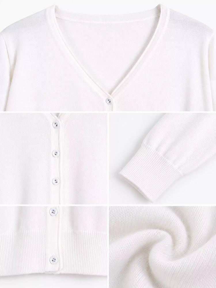 Classic V-Neck Button-Down Knit Cardigan