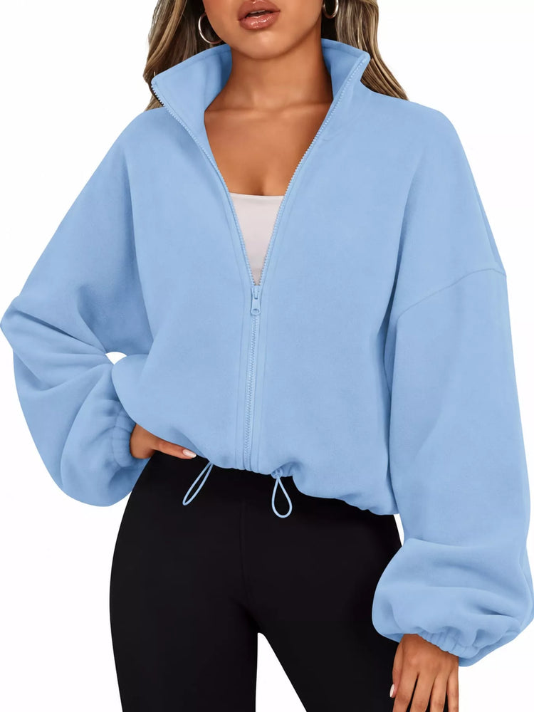 Drawstring Hem Zip Up Jacket