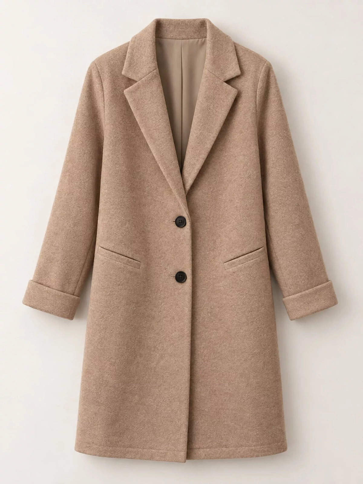 Full Size Lapel Collar Button Up Coat Plus Size