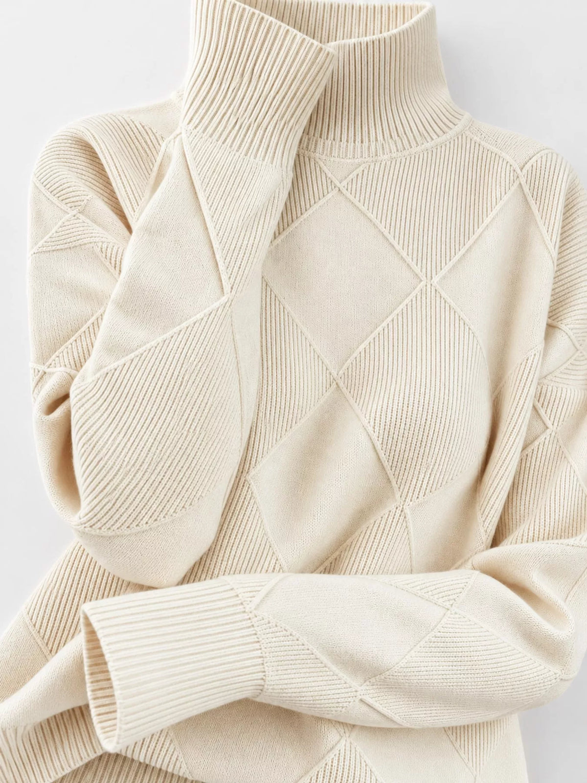 Full Size Diamond Pattern Turtleneck Sweater Plus Size