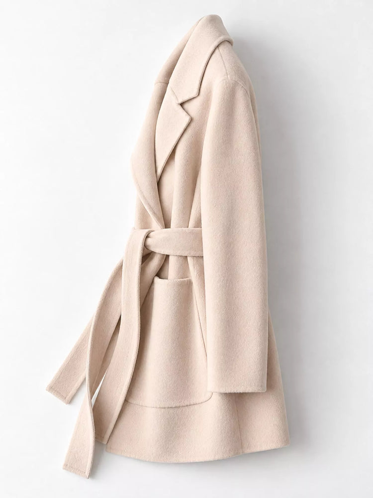 Double-Sided Wool Coat with Belted