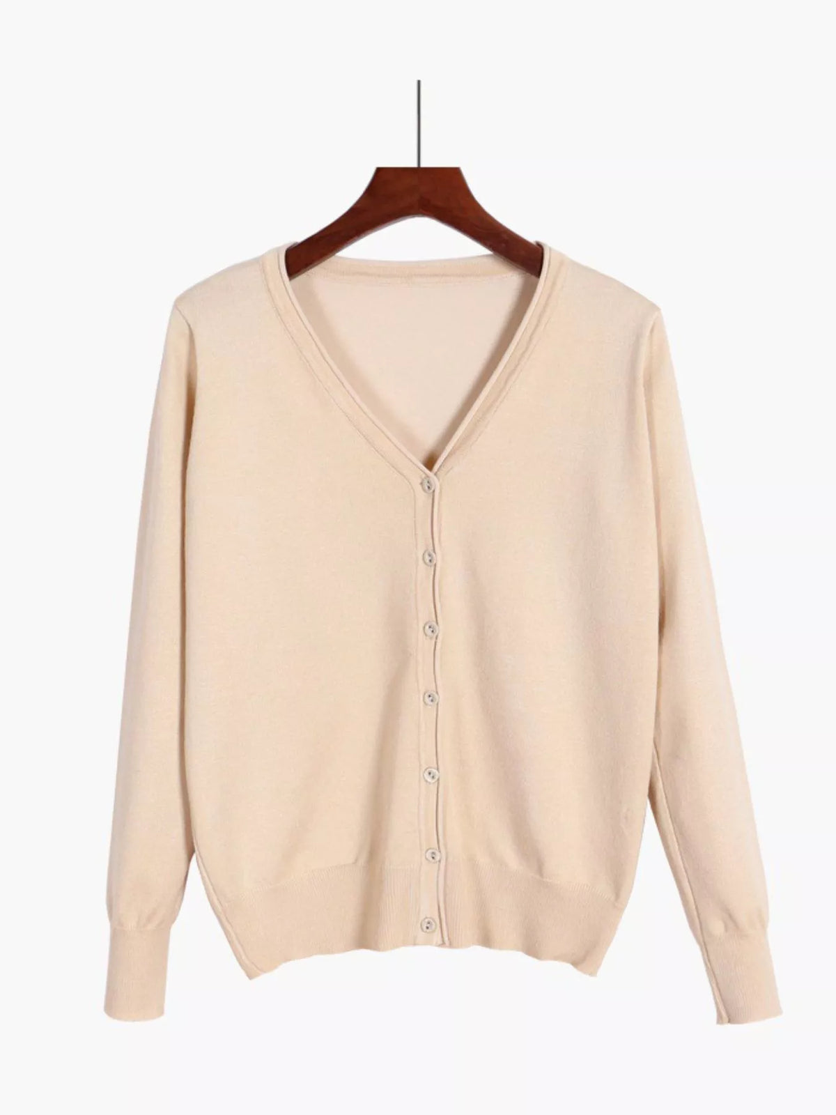 Classic V-Neck Button-Down Knit Cardigan