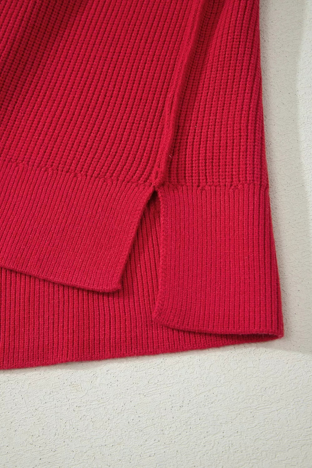 Long Sleeve Ribbed Knit Stand Neck Regular Fit Sweater