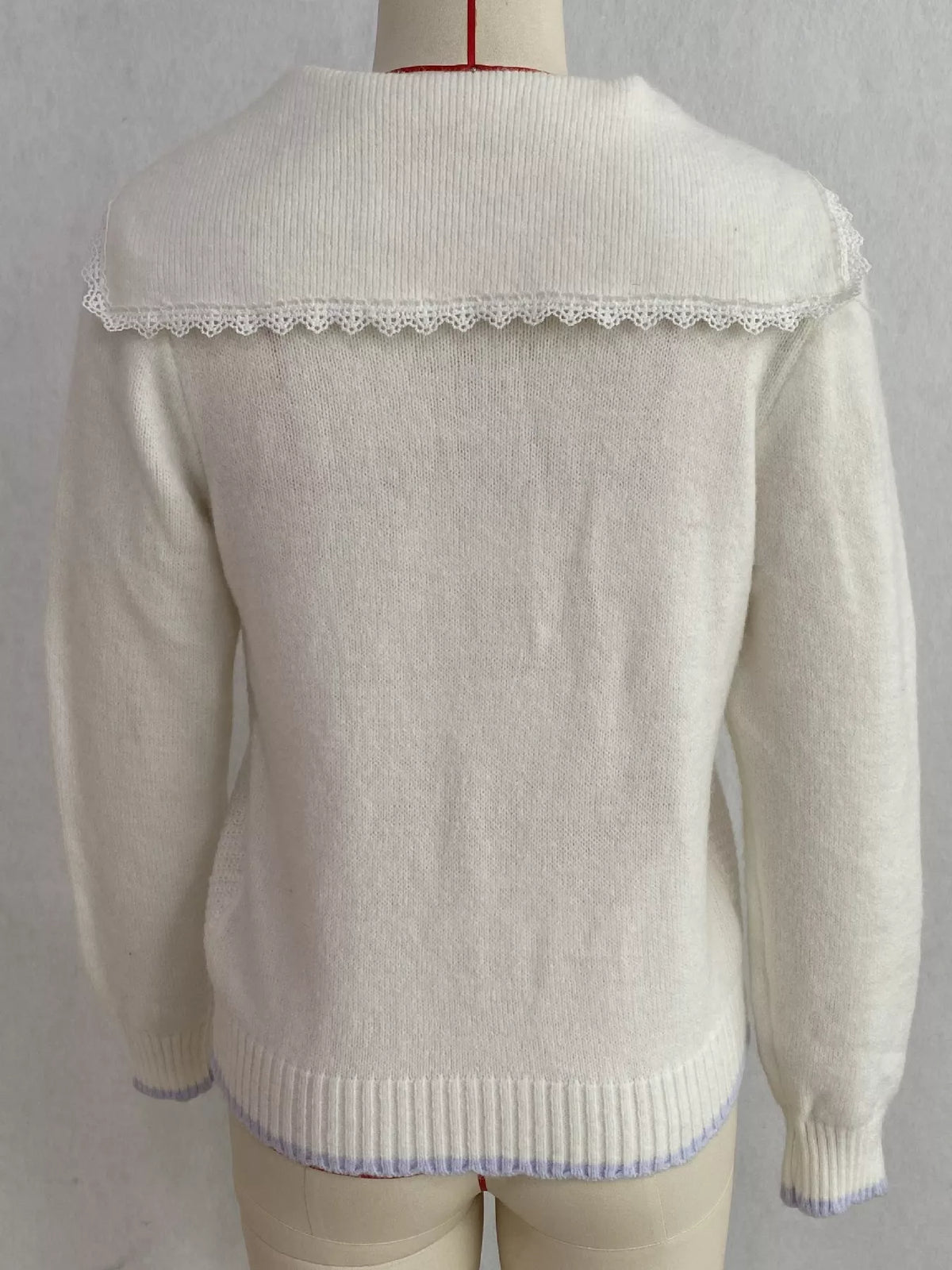 Cable-Knit Cardigan with Lace Trim