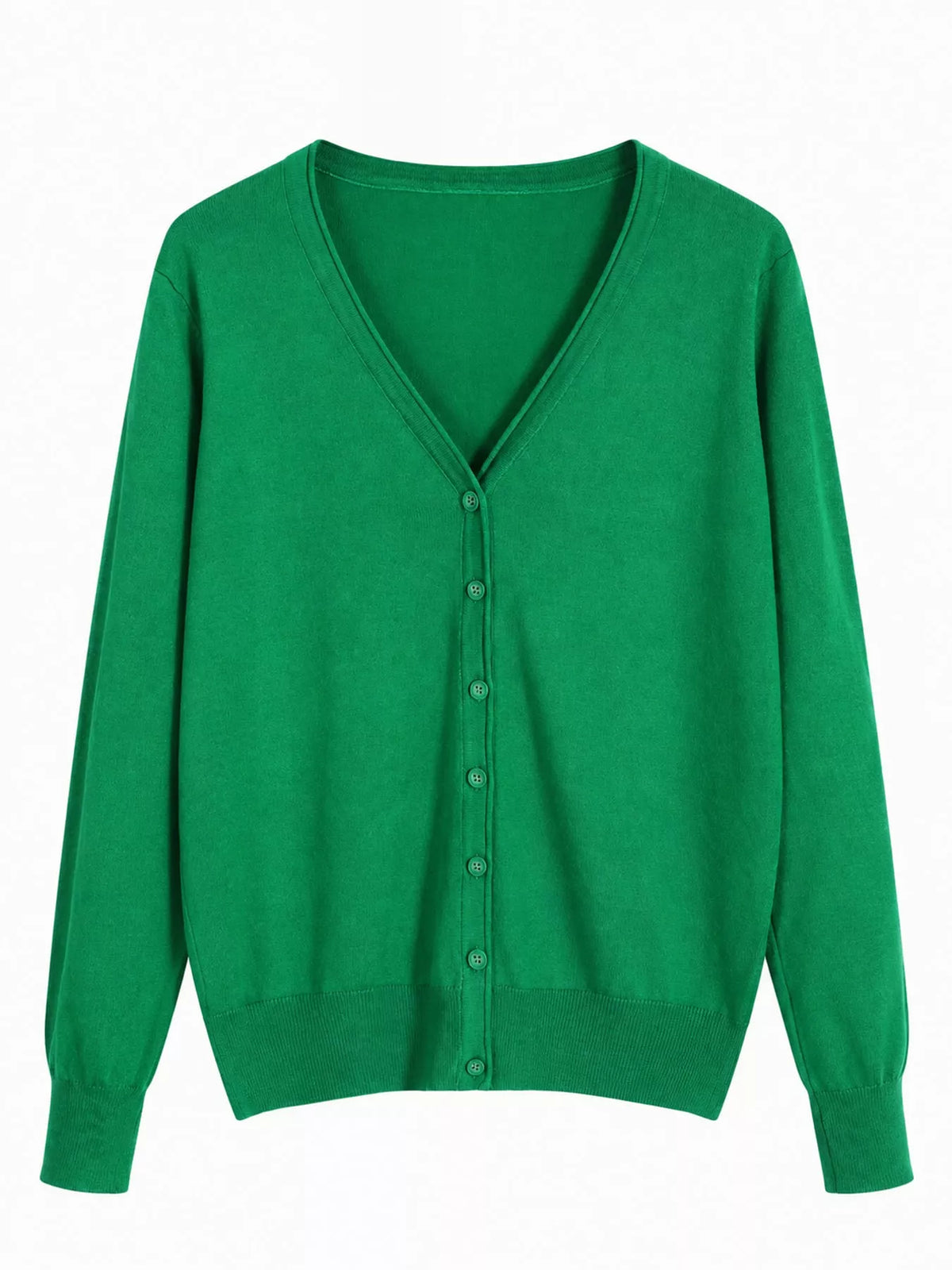 Classic V-Neck Button-Down Knit Cardigan