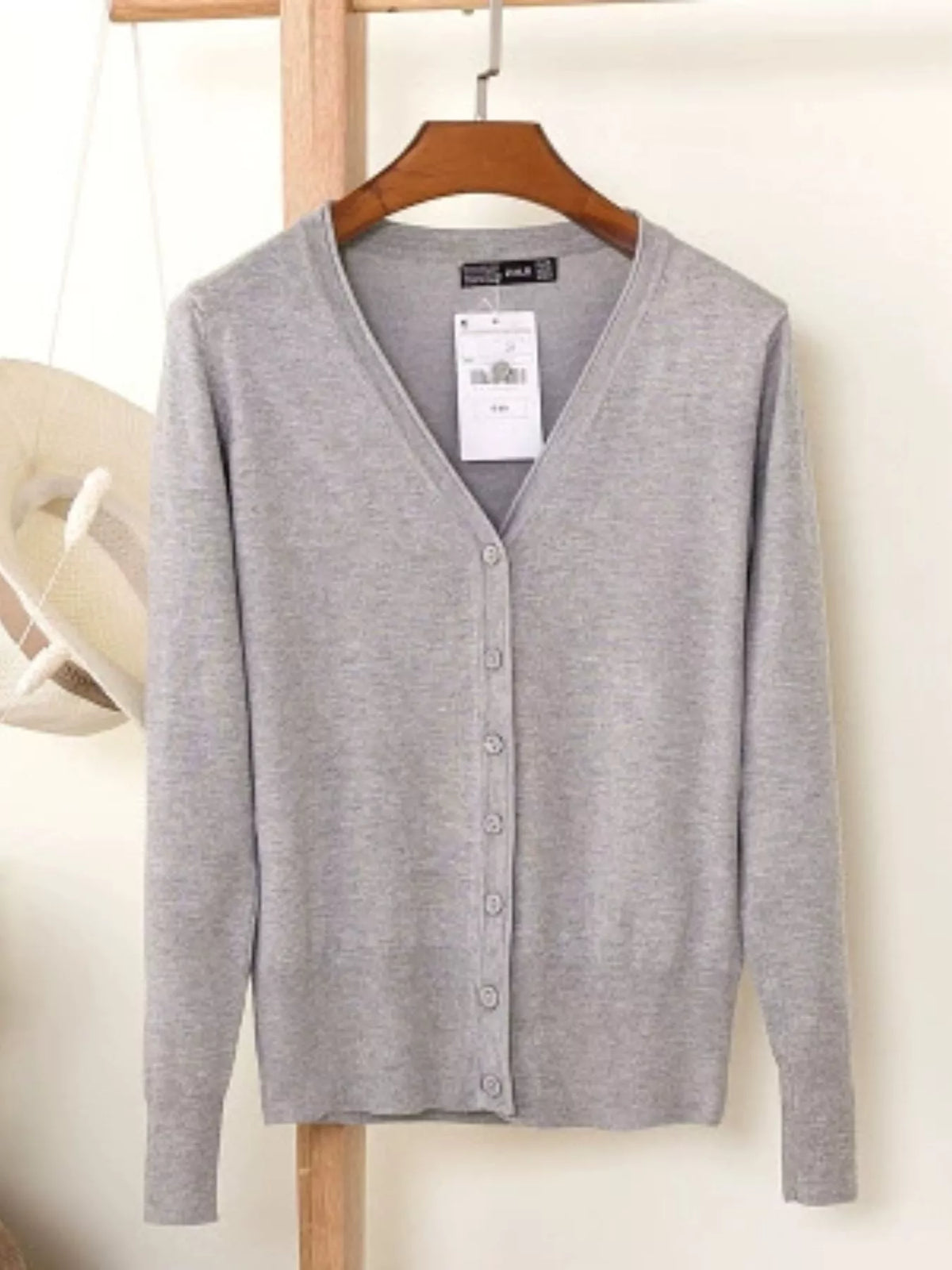 Classic V-Neck Button-Down Knit Cardigan