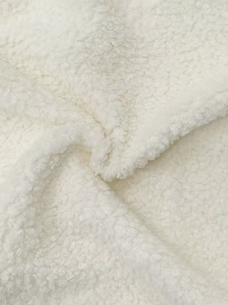 Faux Shearling Contrast Trim Button-Down Outerwear