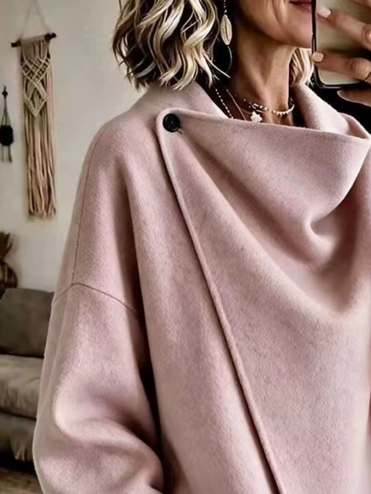 Full Size Asymmetric Cowl Neck Cape Plus Size