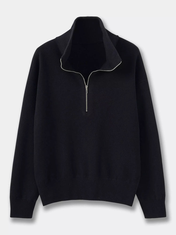 Half-Zip Dropped Shoulder Sweater